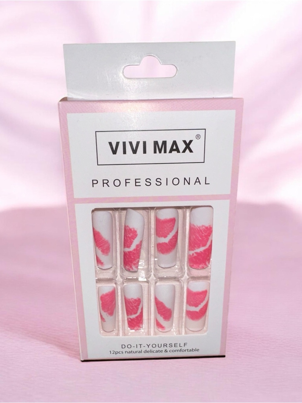 VIVI MAX Professional Pink Lip Print Press-On Nails